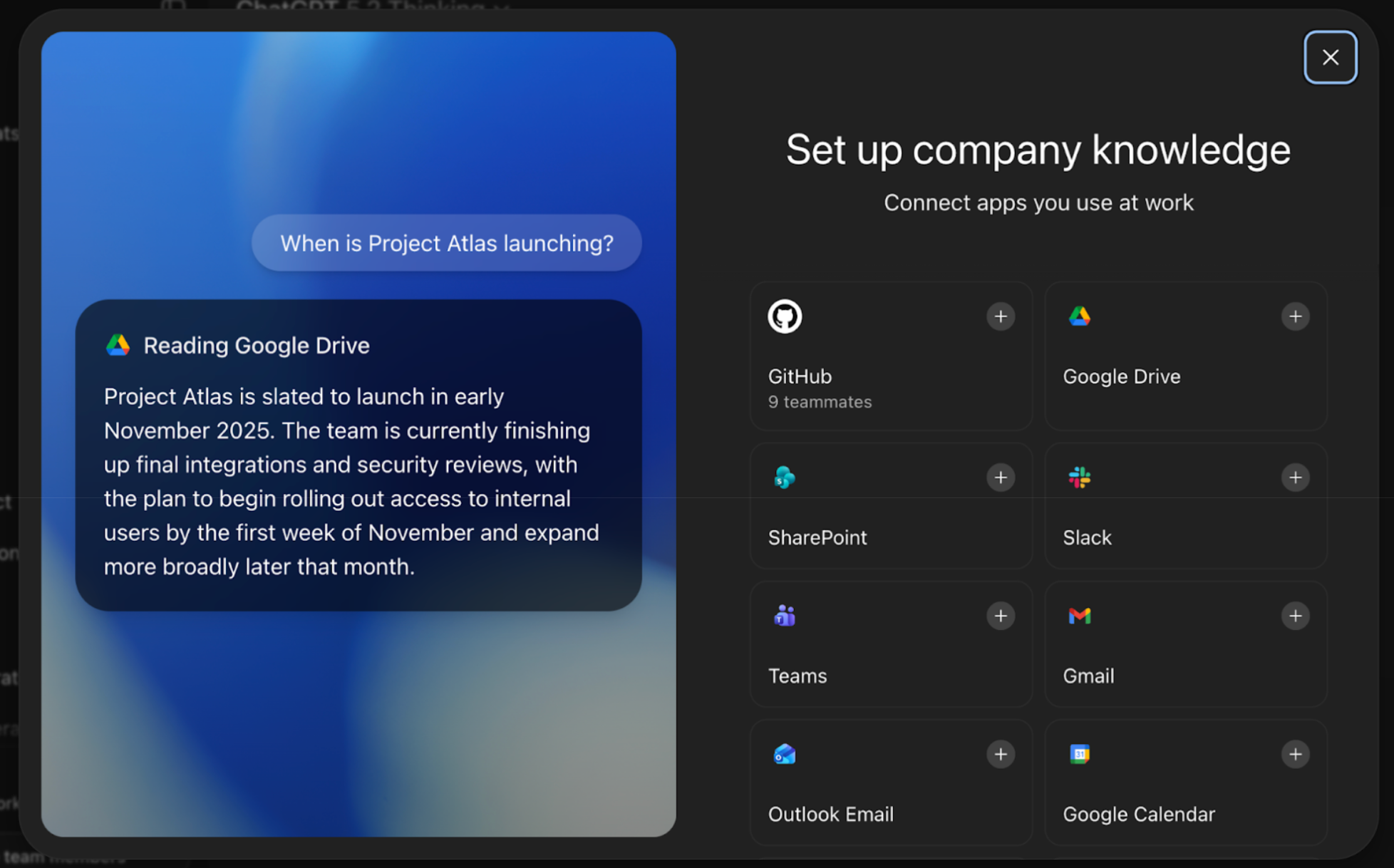 Company Data feature from ChatGPT