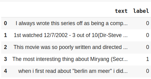 IMDB dataset preview
